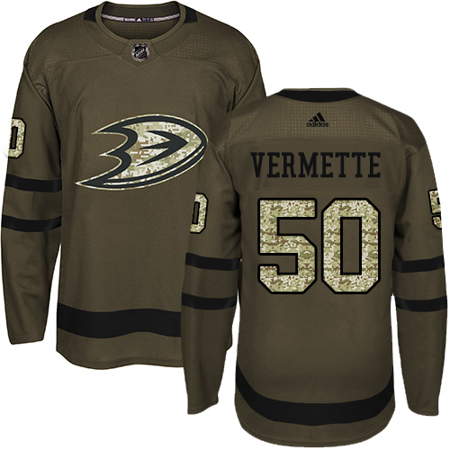 Herren Anaheim Ducks Eishockey Trikot Antoine Vermette #50 Grün Salute to Service